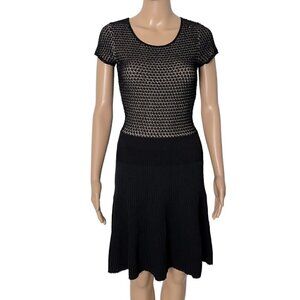 Issa London Lace w/ Ribbed Knit Fit and Flare Knee Length Dress (M)